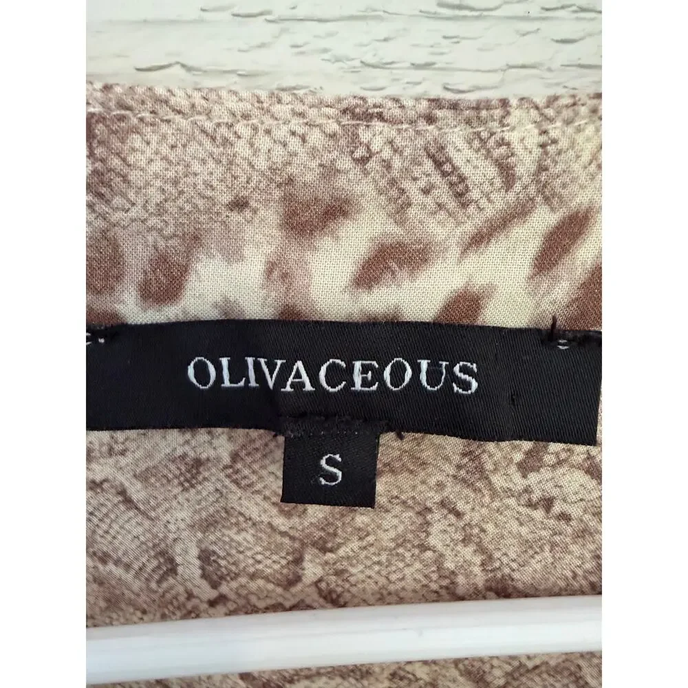 Olivaceous Sheer Animal Print Blouse Size Small Boho Snake Leopard Top - Picture 5 of 8